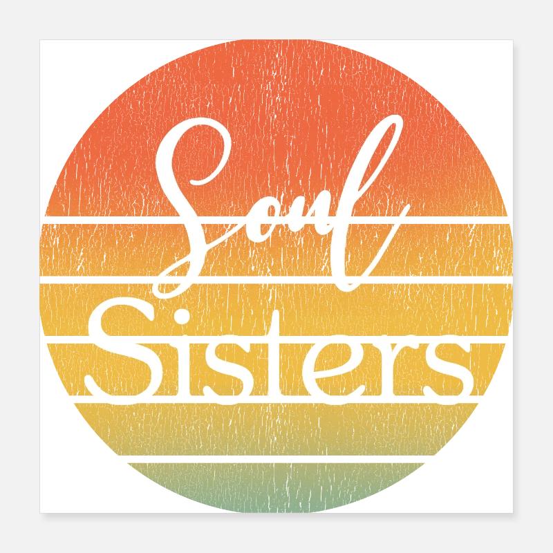 âmes sœurs rétro coucher de soleil Poster 40 x 40 cm