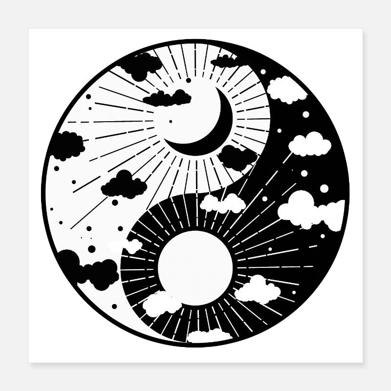 Soleil et Lune/ Lune et Soleil Poster 40 x 40 cm
