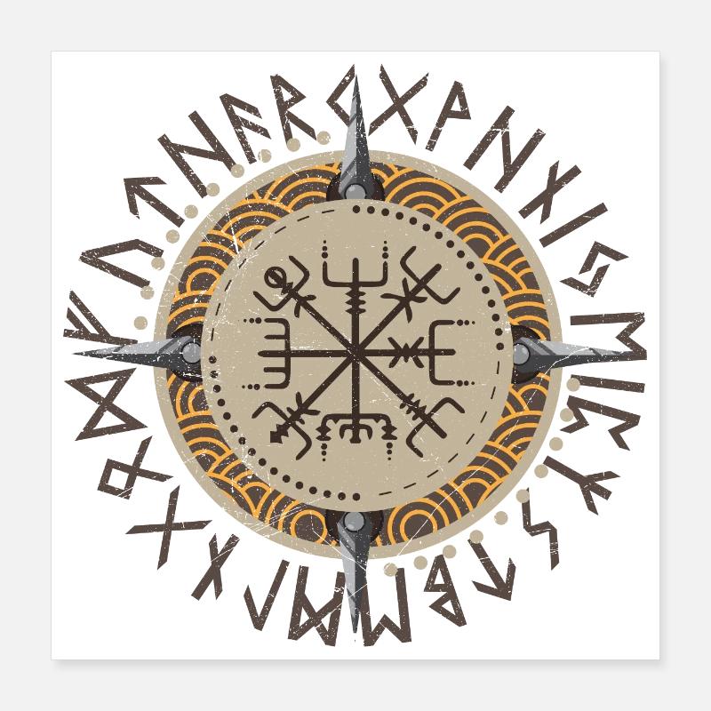 Vikings Vegvisir Warrior Gift Idea Poster 16" x 16" (40x40 cm)