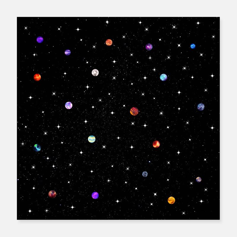 Galaxy Pattern - Cosmos - Planets Poster 16" x 16" (40x40 cm)