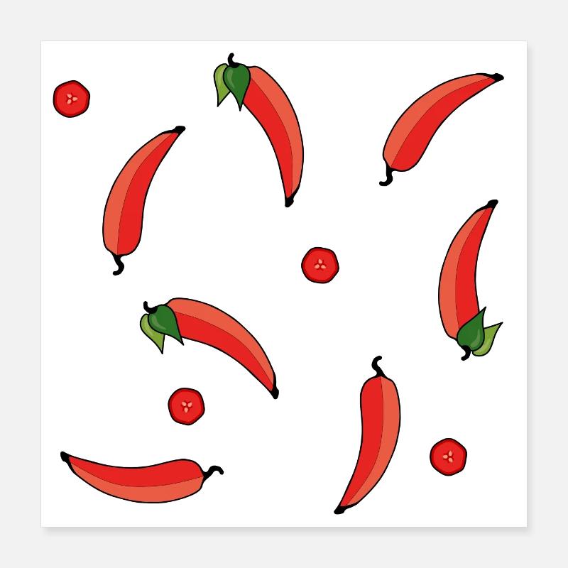 lecker appetitliches Chilli Muster Poster 40x40 cm