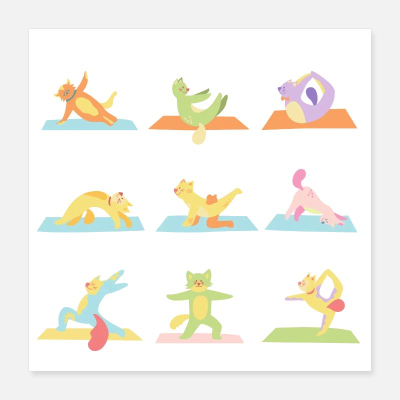 das Katz-Yoga Poster 40x40 cm
