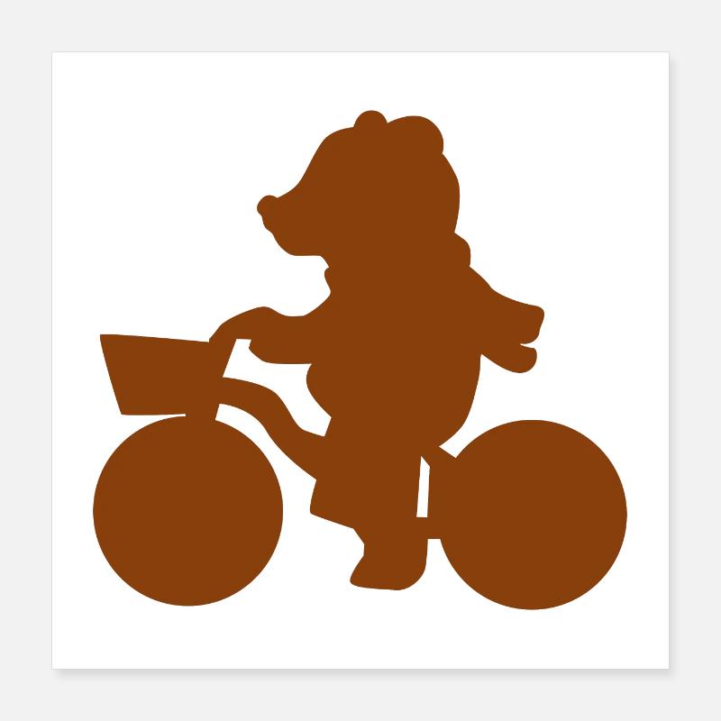 Vélo Teddy Teddy Silhouette Idée cadeau Poster 40 x 40 cm