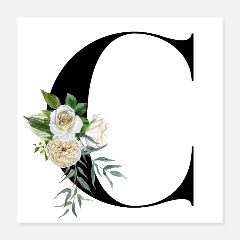 lettre C fleuris Poster 40 x 40 cm