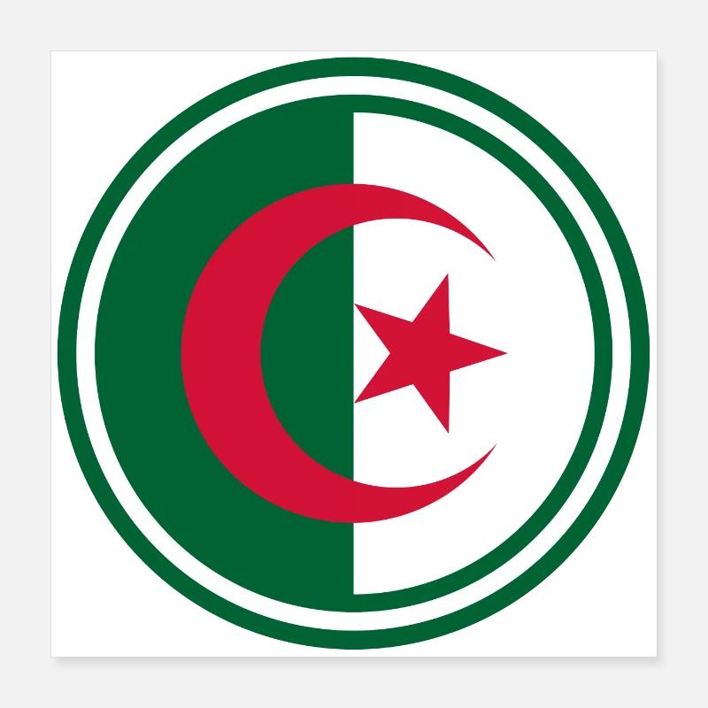 Algeria flag round Poster 16" x 16" (40x40 cm)