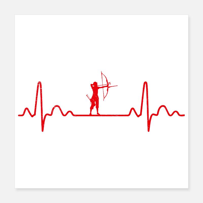 Heartbeat Bogenschießen Compound Bogen Geschenk Poster 40x40 cm