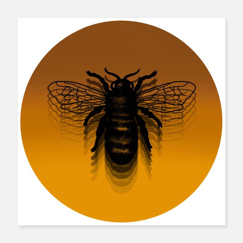 BIENE GOLD FLIEGEND Poster 40x40 cm