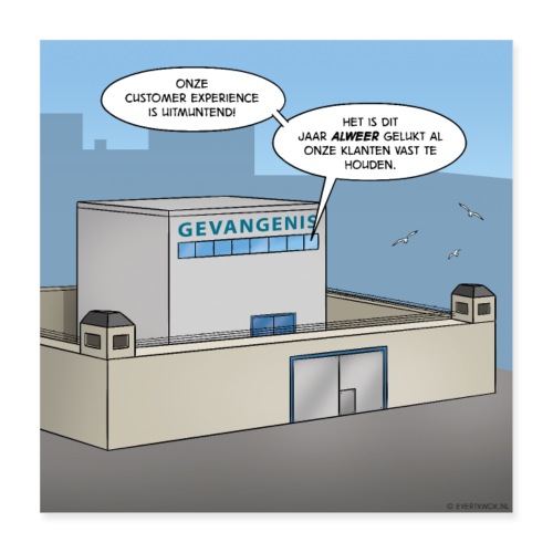 Evert Kwok cartoon 'Customer experience' - Poster 40x40 cm