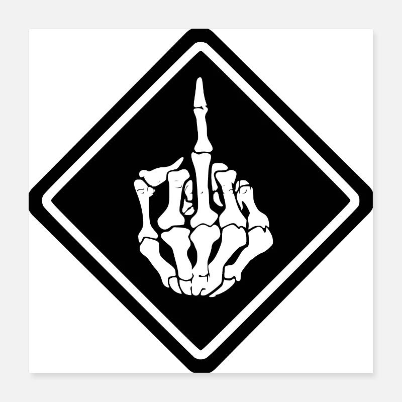 Mittelfinger - Skull n Bones Biker Poster 40x40 cm
