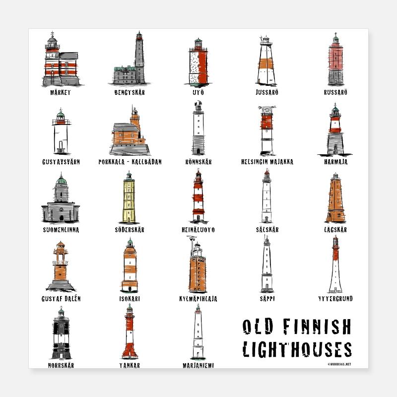 FINNISH LIGHTHOUSE Hemden, Textilien und Geschenkartikel Poster 40x40 cm