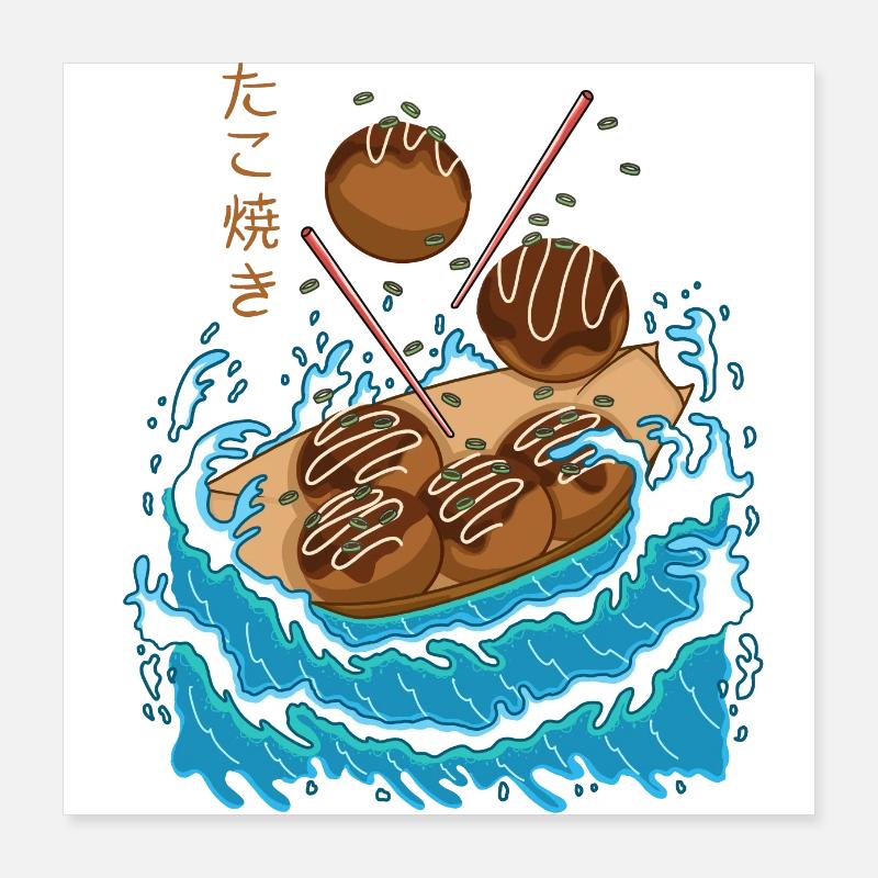Takoyaki dans la vague Poster 40 x 40 cm
