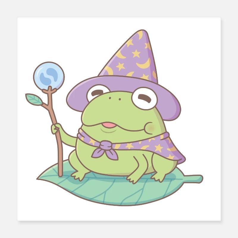 Magicien magicien de la grenouille mignonne Poster 40 x 40 cm