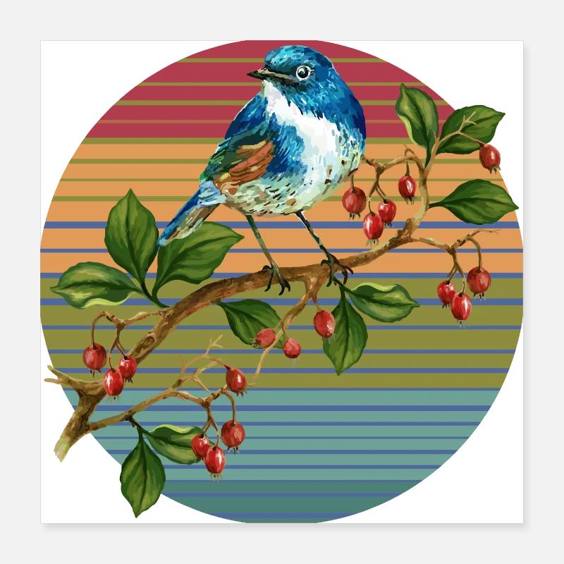 Bunter Vogel Poster 40x40 cm