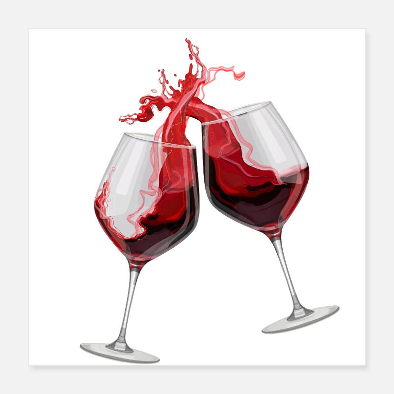 Rotwein Gläser - Prost! Poster 40x40 cm