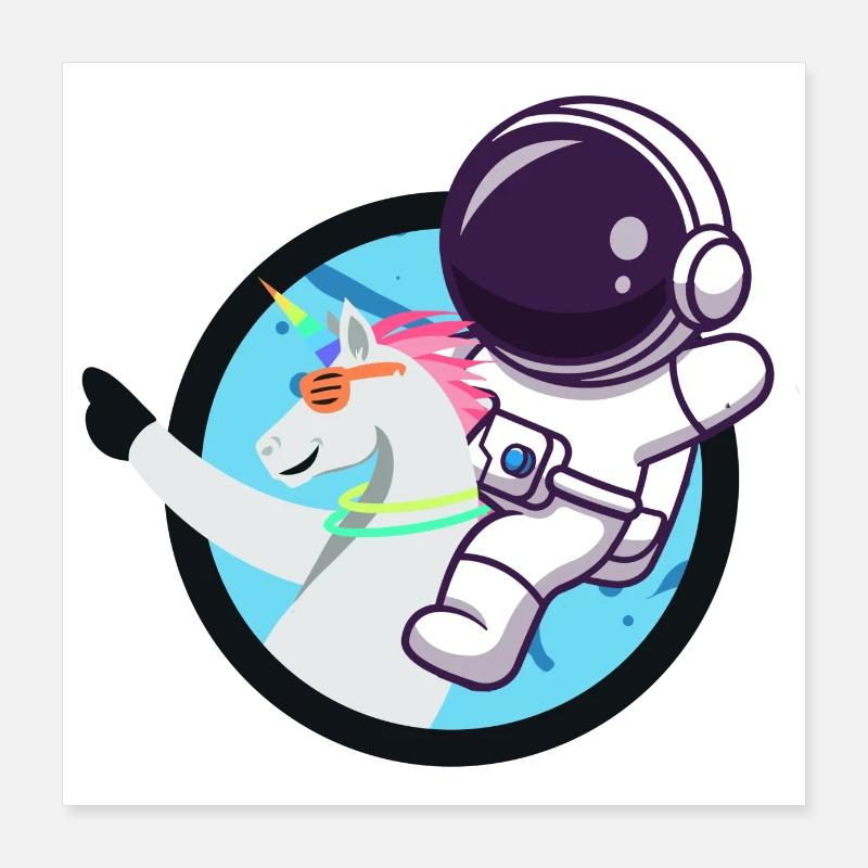 Licorne astronaute Poster 40 x 40 cm