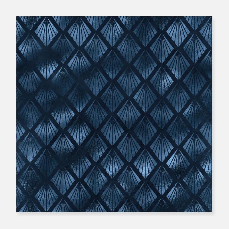 Blue Art Deco Pattern Poster 16" x 16" (40x40 cm)