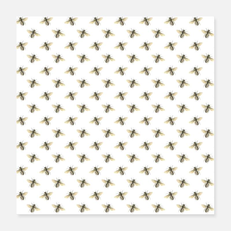 Vintage Gold Honey Bees Pattern Poster 40 x 40 cm