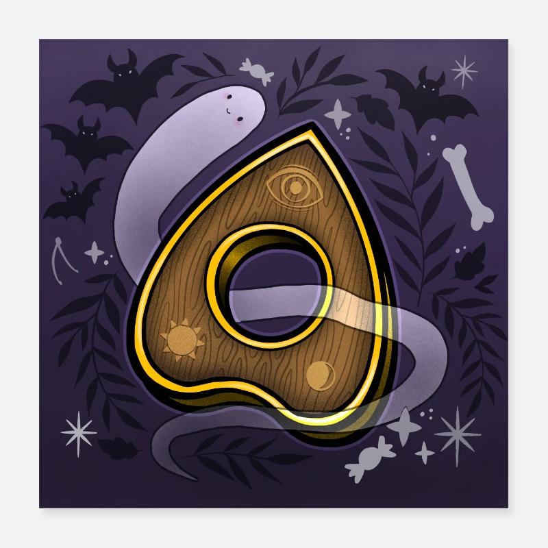 Gruselige Planchette - Poster 40x40 cm - Weiß