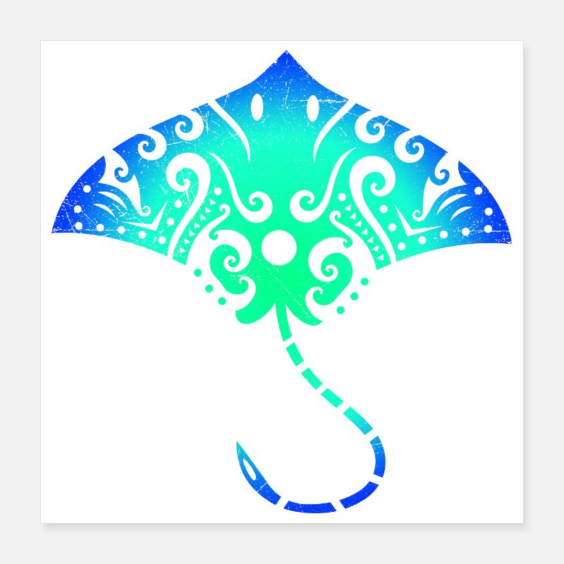 Maori Rochen Polynesian Tribal Tattoo Geschenkidee Poster 40x40 cm