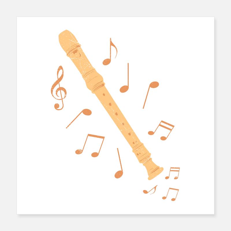 Soprano flûte à bec avec musique note idée cadeau Poster 40 x 40 cm