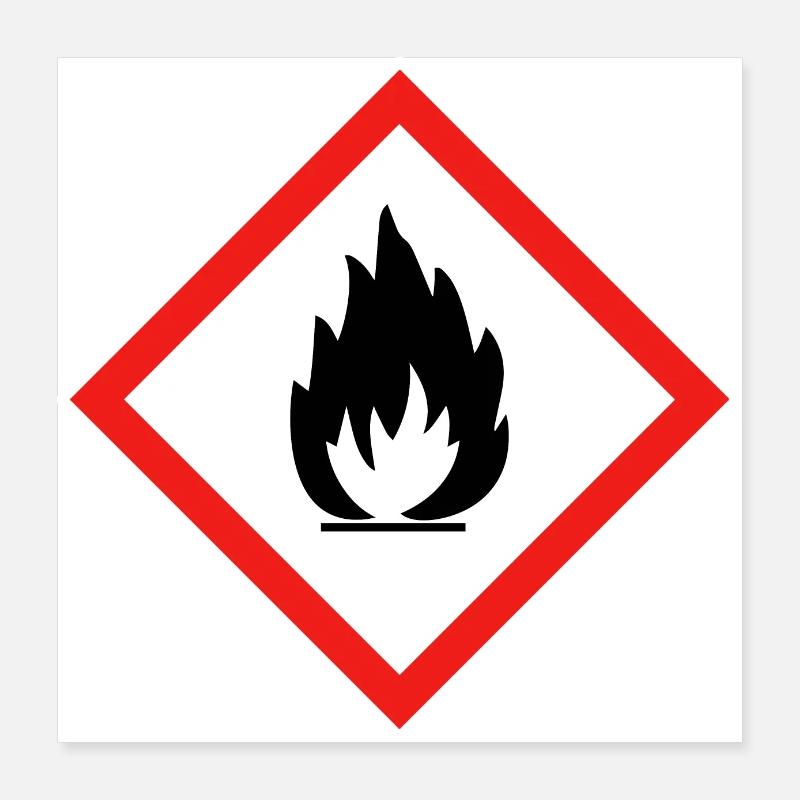 Avertissement de danger inflammable, danger inflammable Poster 40 x 40 cm
