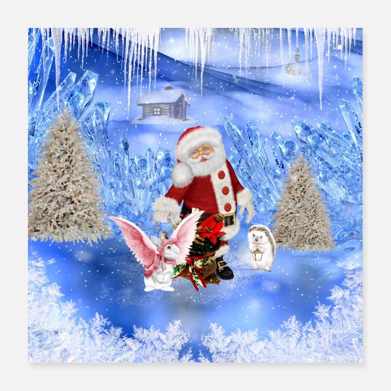 Santa avec lapin Poster 40 x 40 cm