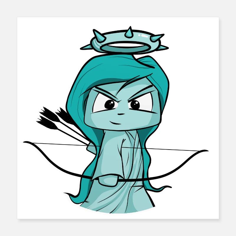 douce statue de la Liberté, archer, tir à l’arc Poster 40 x 40 cm