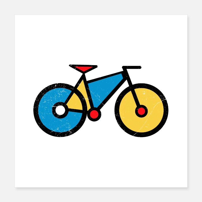 Mondrian Art Vélo Cyclisme Math Idée Cadeau Poster 40 x 40 cm