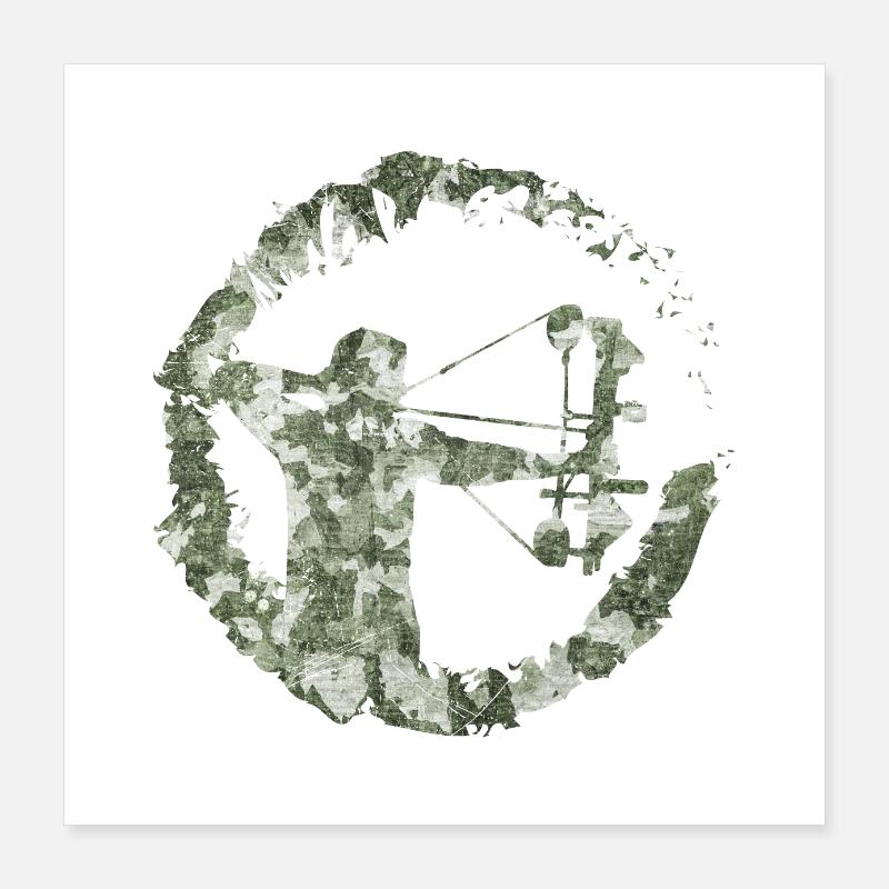 Double Exposure Compound Bow Hunter Camouflage Poster 16" x 16" (40x40 cm)