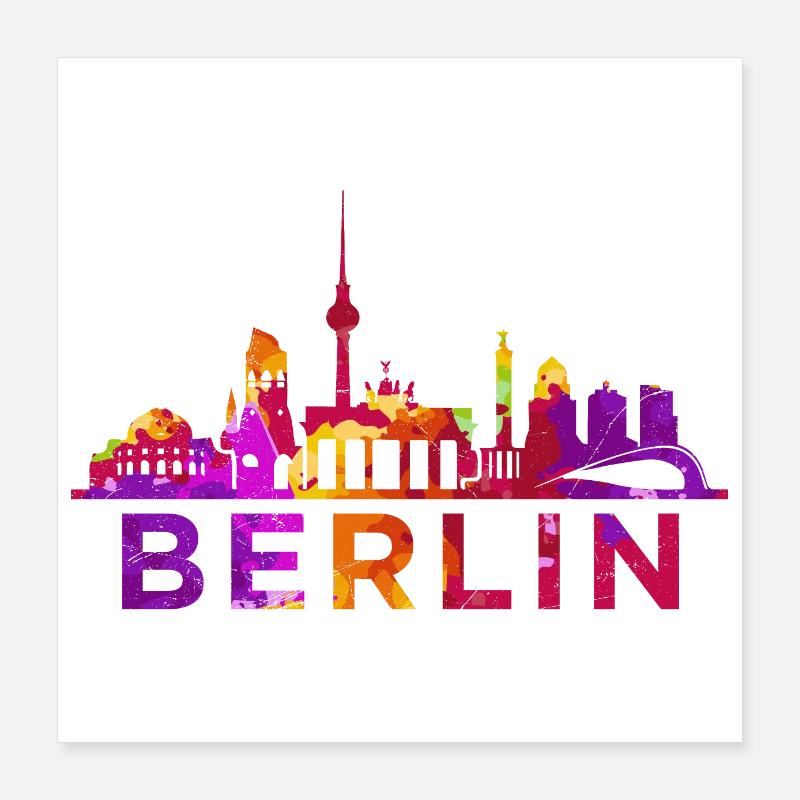 Berlin Skyline Impression Idée cadeau souvenir Poster 40 x 40 cm