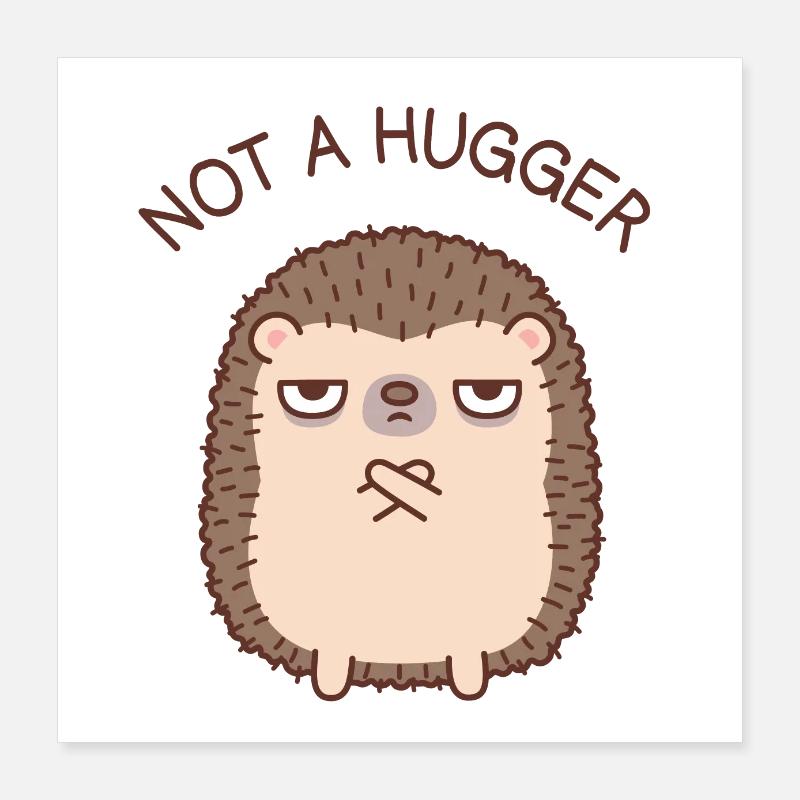 Funny Hedgehog Not A Hugger Doodle Poster 16" x 16" (40x40 cm)