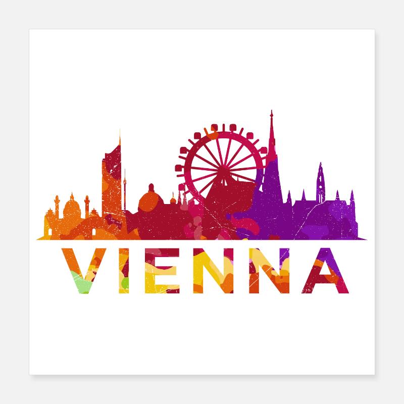 Skyline Vienna Impression Austria Souvenir Gift Poster 16" x 16" (40x40 cm)