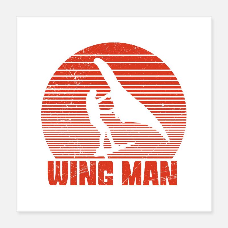 Surf Wing Man Wingfoiling Surfing Surfer Gift Poster 16" x 16" (40x40 cm)