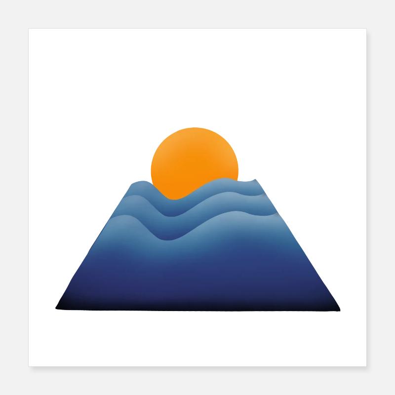 Triangle Sun Sea Minimalist Waves Ocean Poster 16" x 16" (40x40 cm)