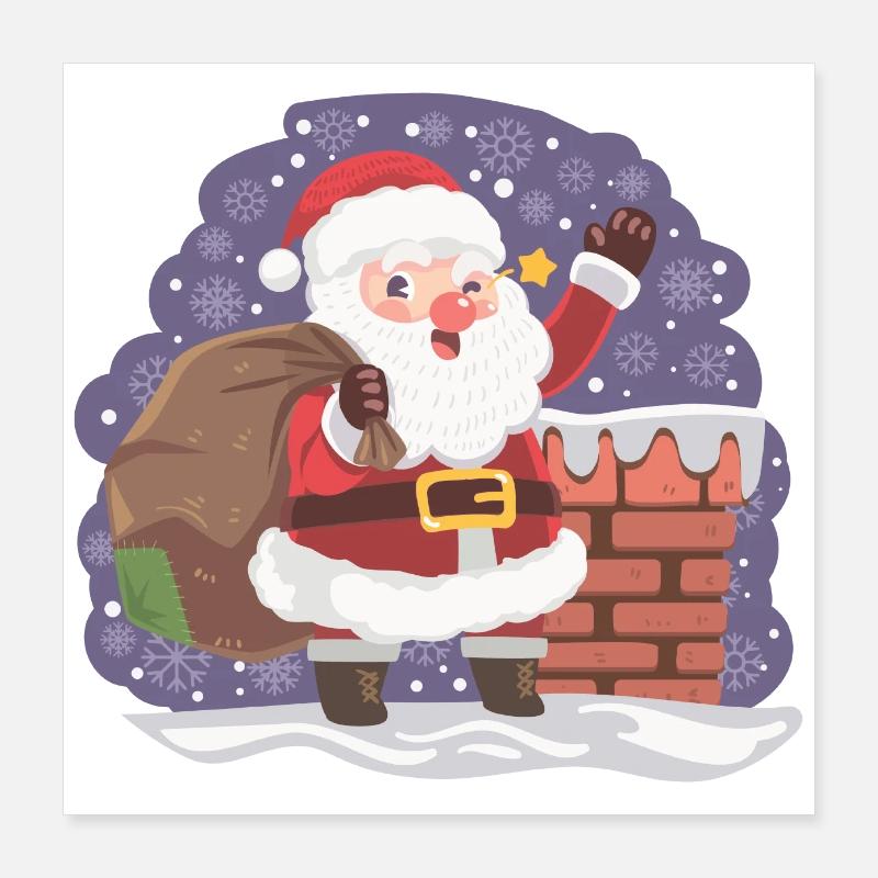 Der Weihnachtsmann ist da. - Poster 40x40 cm - Weiß