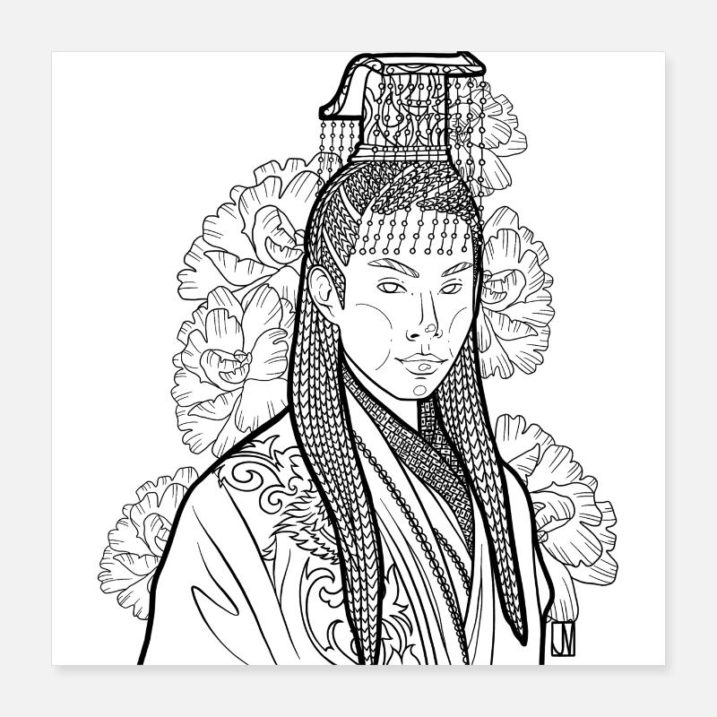 Asian Emperor China Middle Ages Asia (b) Poster 16" x 16" (40x40 cm)