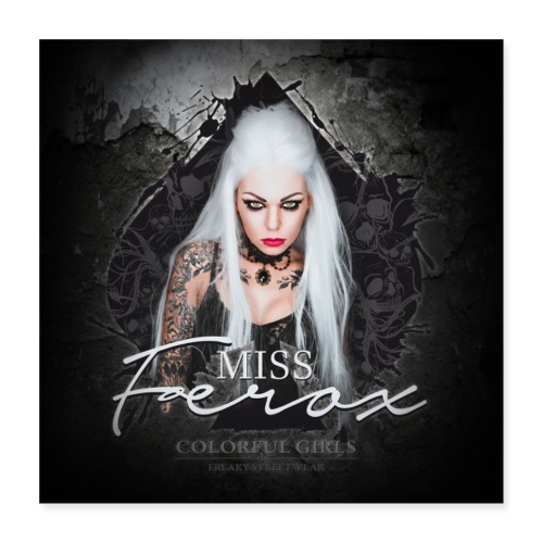 Miss Ferox - black spades queen - Poster 40x40 cm