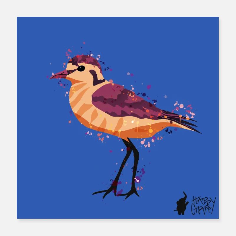 Bunter Vogel - Poster 40x40 cm - Weiß