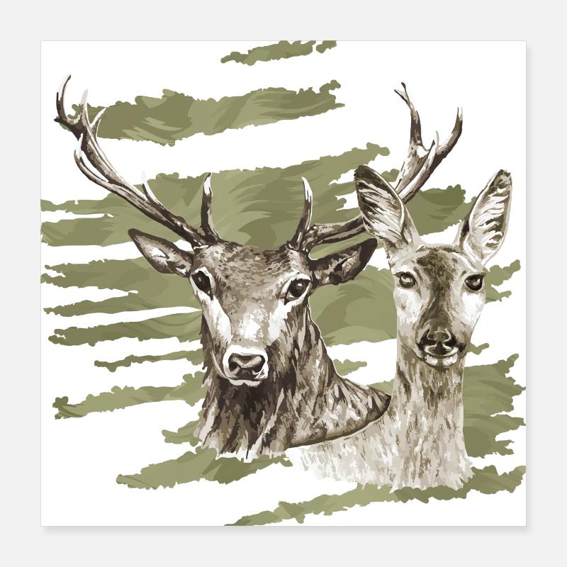 Deer and doe Poster 16" x 16" (40x40 cm)