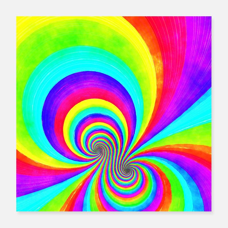 Flower Power Rainbow - Multi Swirl 2A Poster 40 x 40 cm