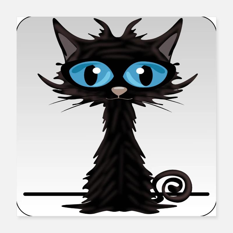 Black cat with blue eyes Poster 16" x 16" (40x40 cm)
