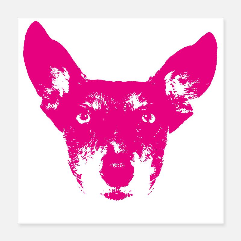 Hund Pink - Poster 40x40 cm - Weiß
