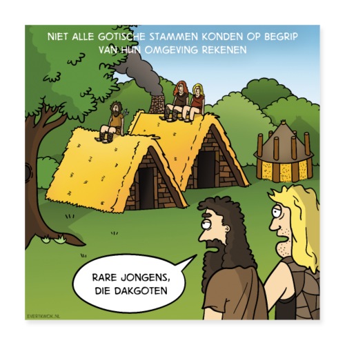 Evert Kwok cartoon 'Gothen' - Poster 40x40 cm