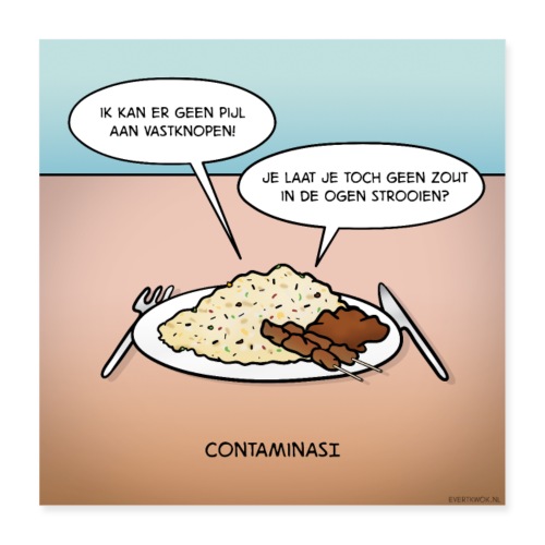 Evert Kwok cartoon 'Contaminasi' - Poster 40x40 cm