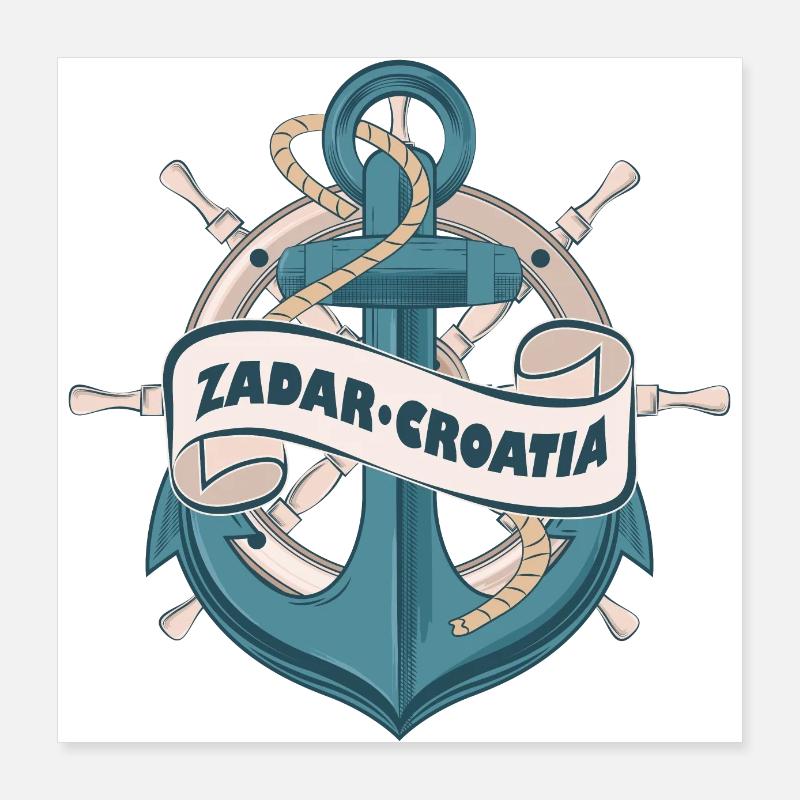 Zadar Croatie Conception d’ancre d’été nautique Poster 40 x 40 cm