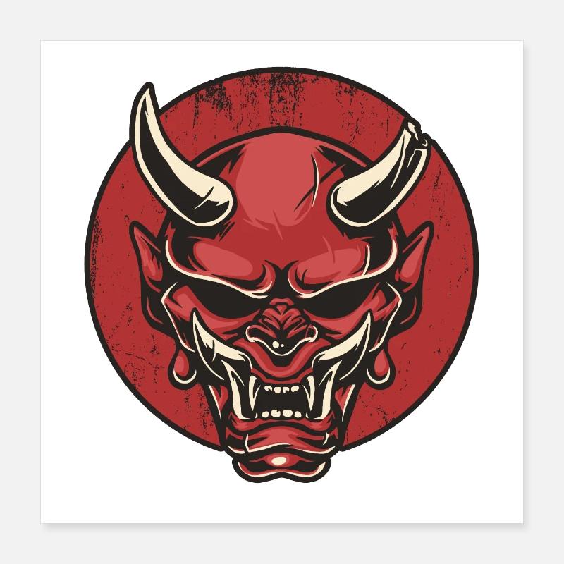 Oni Mask Demon Poster 16" x 16" (40x40 cm)