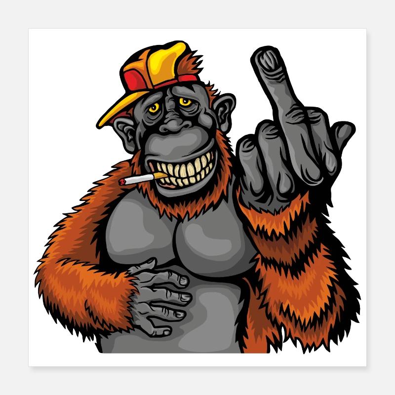 VALEEWEAR - A casual monkey shows middle finger Poster 16" x 16" (40x40 cm)