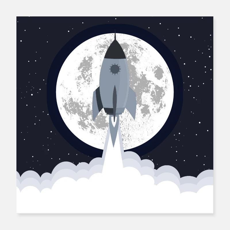 Graue Rakete hebt ab Poster 40x40 cm