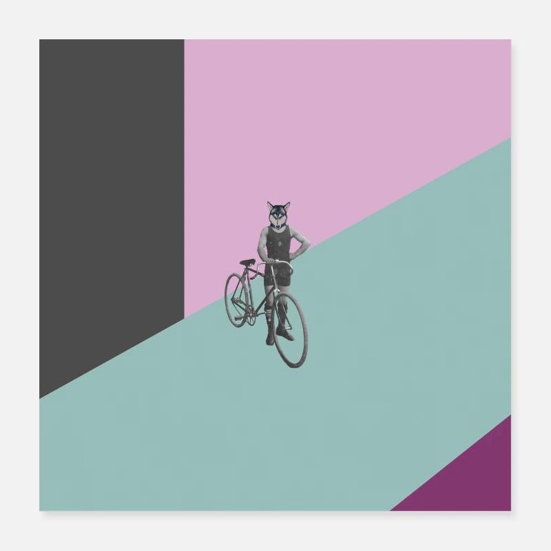 Cyclistes sur route Poster 40 x 40 cm