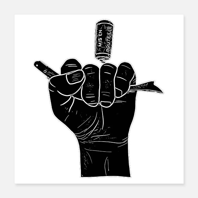 Schwarze Hand mit Korkenzieher Poster 40x40 cm